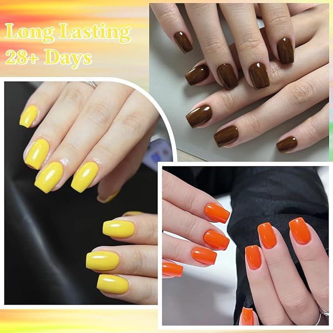 MEET ACROSS 30pcs Gel Nail Polish Set,Soak Off UV LED Lamp Gel Nail Polish Kit,Fashion Shimmer Nail Art Design Gifts for Women Manicure Salon (Fall Series)