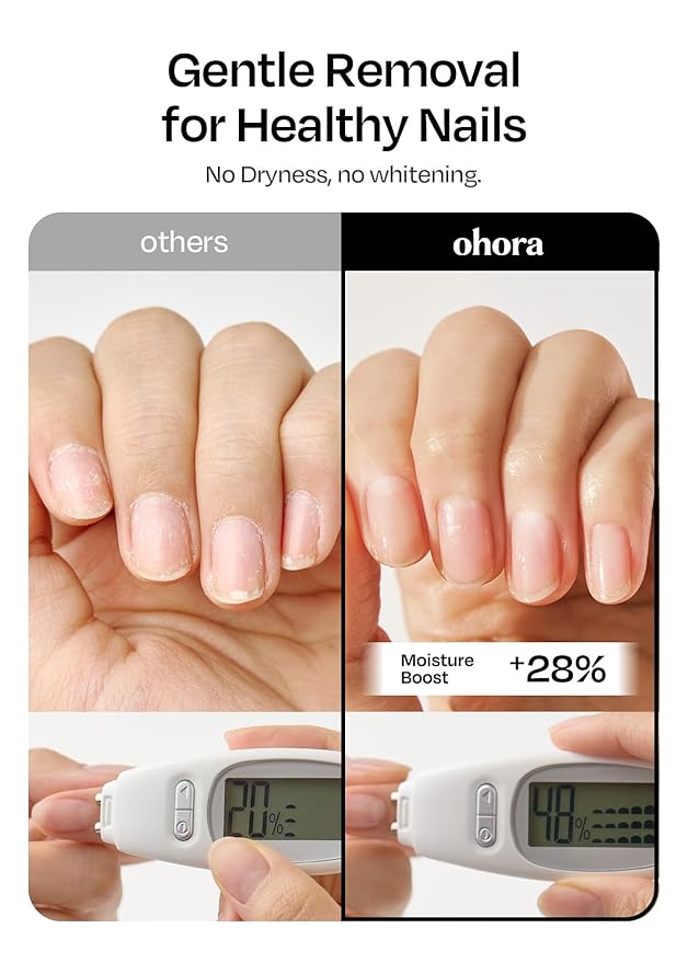 ohora Natural Care Green Tea 3-in-1 Nail Remover 50mL – Non-Acetone, Gentle Moisture-Retaining Formula with Green Tea Extract – For Gel, Press-On & Polish, Smooth Easy Nail Removal