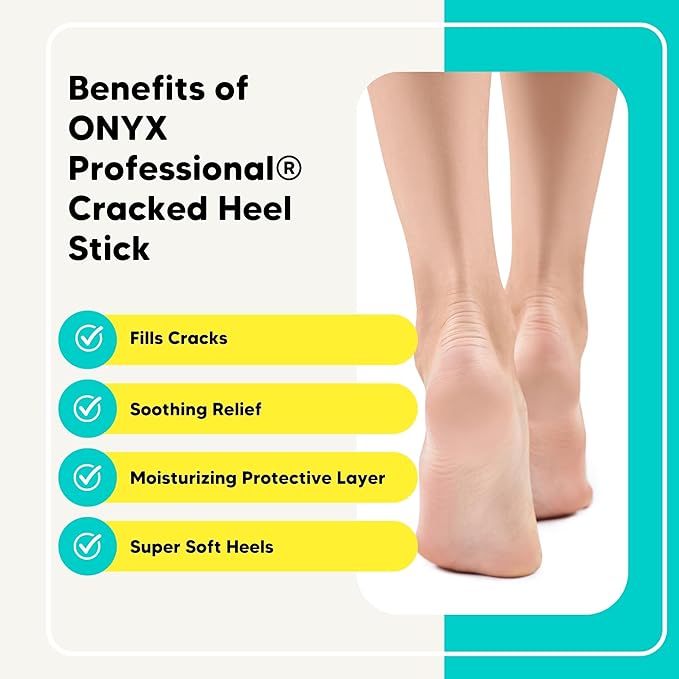 Onyx Professional Cracked Heel Repair Balm Stick for Dry Cracked Feet Treatment, Orange Scent, 2 pack - Moisturizing Foot Balm, Rolls On, No Mess Like Foot Cream or Foot Lotion, Heel Treatment