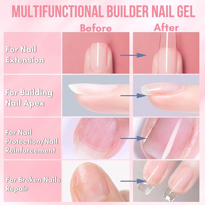 Makartt Builder Nail Gel 15 ml bundle with Makartt Clear Blooming Gel?5ml UV LED Soak Off Nail Art Polish for Spreading Effect Multifunctional Clear Gel Nail Polish Base Coat Nail Strengthener