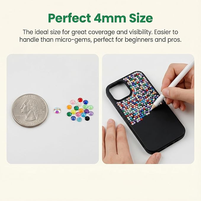 8000Pcs 4mm Rhinestones for Bedazzling, Bedazzler Kit with Rhinestones and Tools, Flatback Resin Jelly AB Colorful Rainbow Crystals Gems Set with Glue for Nail Art Crafting Clothes Crafts