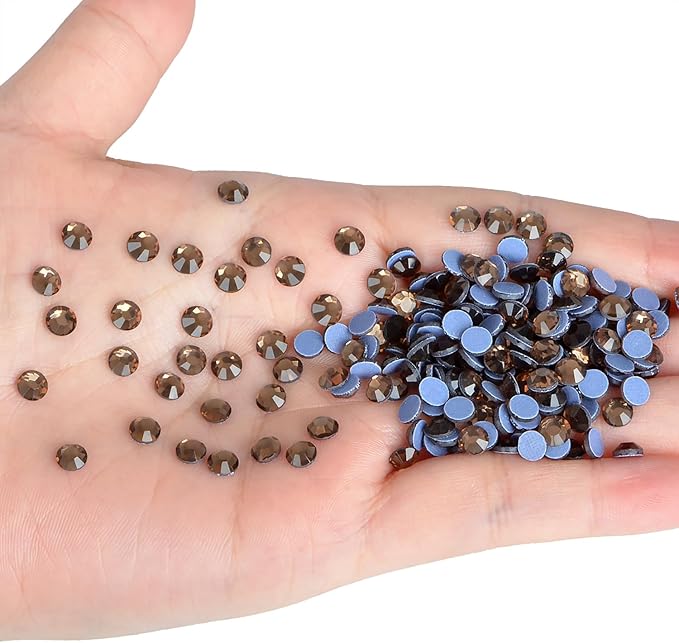 NCB 1440pcs Hot-fix Rhinestones Bulk Crystal Hot Fix Rhinestones for Crafts Clothes DIY Decoration (Smoked Topaz, SS20 4.8mm)