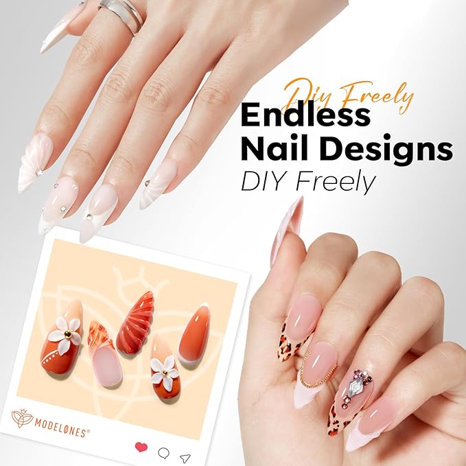 modelones Medium Stiletto Gel Nail Tips, 360pcs Pre-etched Clear Fake Nails Press On Full Cover Half Matte 15 Sizes Acrylic Gel Tips for Extension Salon