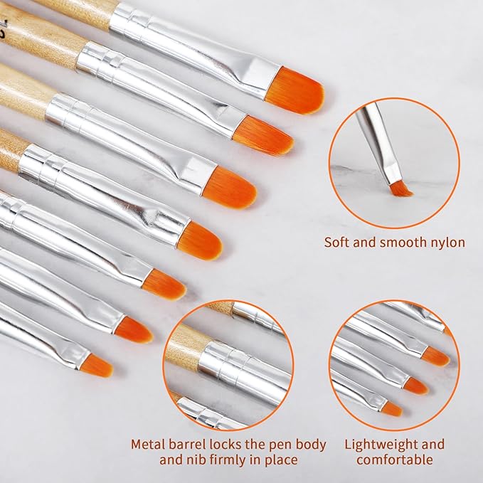 7 Pcs Gel Nail Brush Acrylic Nail Brush French Tip Brush French Manicure Pen Nail Art Brushes for Home Salon Use