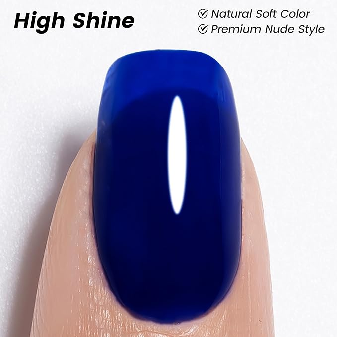 YTD Likomey Nude Gel Nail Polish,15ml Klein Blue Translucent Neutral Jelly Sheer Glass UV Navy Blue Salon Home DIY Manicure Fall Winter UV Color Varnish,LS383