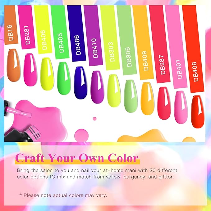 MTSSII Neon Gel Nail Polish Set, 12 Colors Hot Pink Orange Yellow Green Blue Red Purple Spring Summer Nail Polish Set Fluorescent Gel Nail Kit for Home DIY Manicure Nail Salon