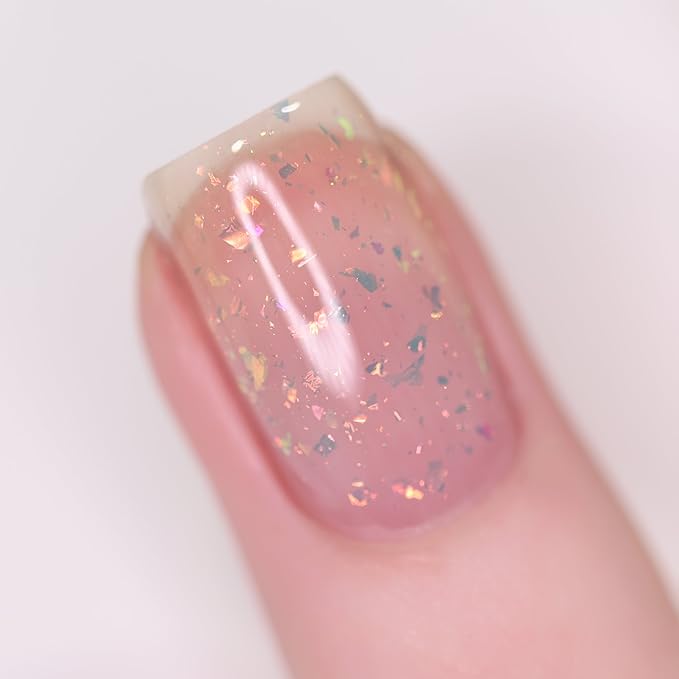 ILNP Encore - Glowing Orange, Green Color Shifting Iridescent Flakie Topper Nail Polish