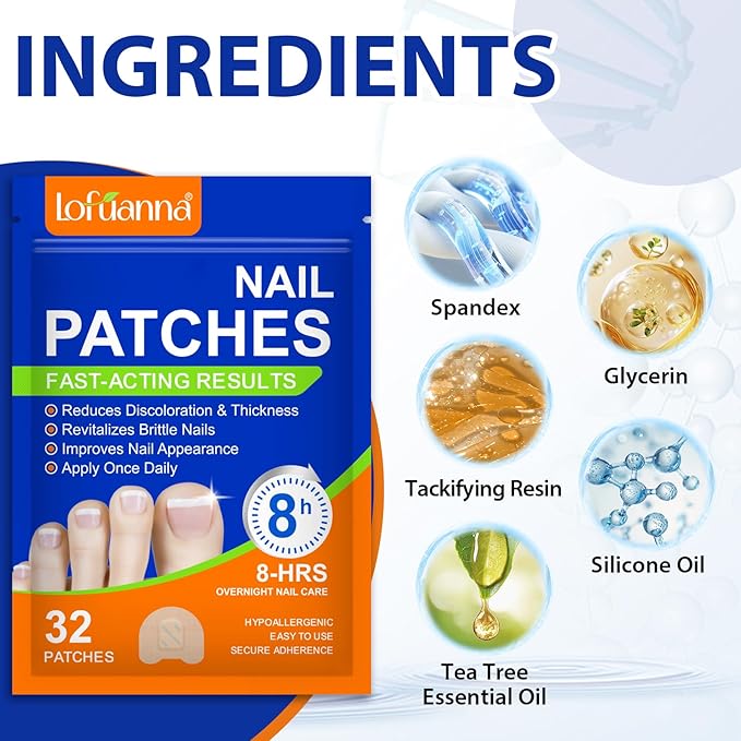 Extra Strength Toenail Treatment - 64 Pcs Nighttime Nail Patches, Overnight Toe Nail Treatments for Damaged Nails Foot Nails Repair and Care, 8-Hour Restores Healthy Appearance