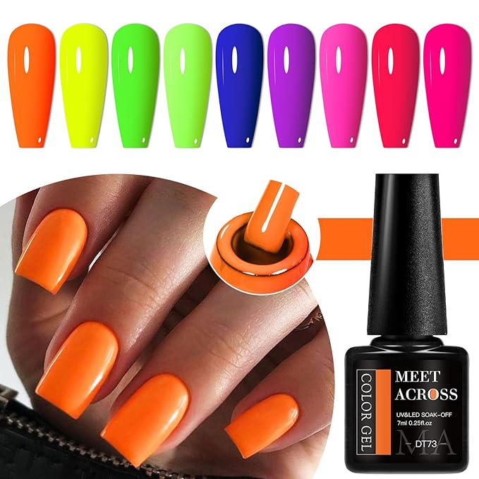 MEET ACROSS 9 Colors Gel Nail Polish + 3PCS Function Gel Nail Polish Kit,Fashion Nail Art Set Design Gifts for Women Manicure Salon (SET13, 12pcs)