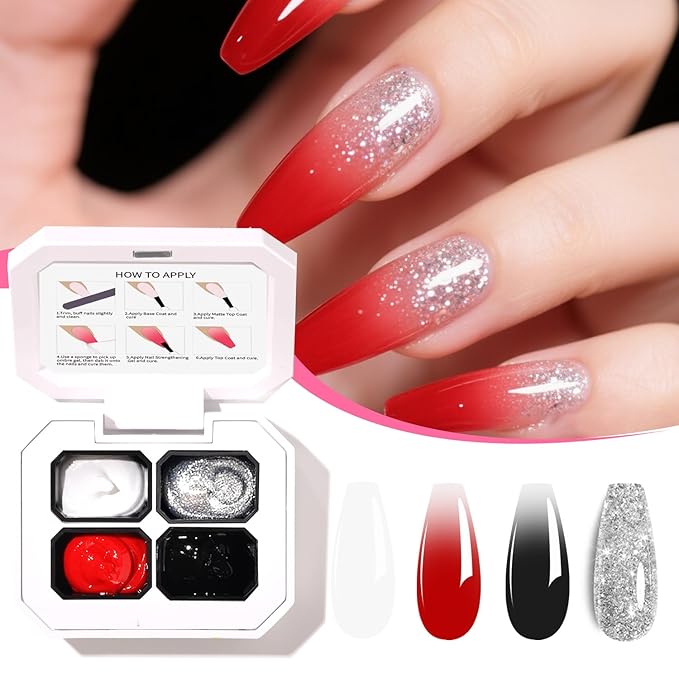 Finger Secret 4 Colors Set Ombre Gel Nail Polish,Pat Painting Gradient Blooming GelS with 20pcs Nail Sponges for Gel Paint for Nails Art can be Painted in Salon or Home Use (k10)