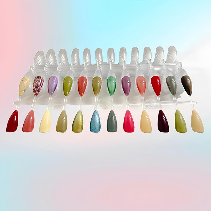 Acycoin2A 480PCS Almond Shape Nails Practice False Nail Tips for Professional Nail Gel Polish Samples Board Display Book Chart Nail art Salon