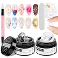 Clear and Pearl White Nail Extension Gel 3D Nail Art Sculpture Hard Gel with Silicone Pen for Carving Patterns Decoration Home Manicure DIY for Women