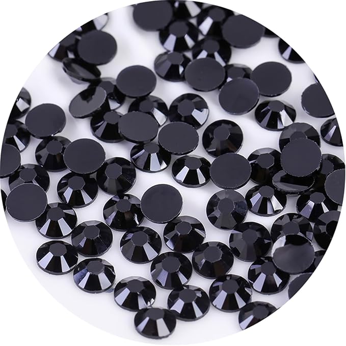 2250 Pcs SS16 4mm Flatback Rhinestones for Nails Art Crafts Glitter Round Gems Crystals DIY Clothes Shoes（Black)