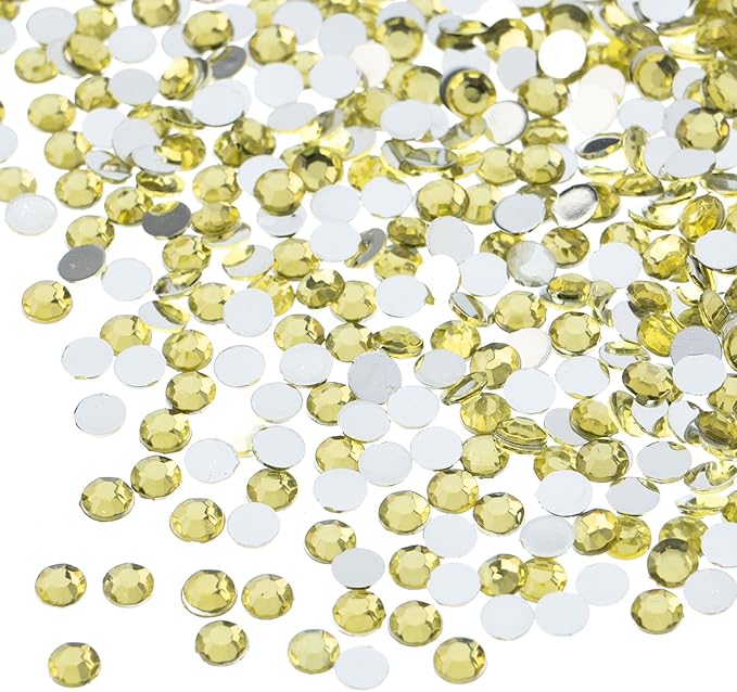 John Bead 2000 Pieces 4mm (SS16), Yellow, Acrylic Round Flat Back Rhinestones for Jewelry Making, DIY Crafts, Nail Art, Face Makeup, Clothes