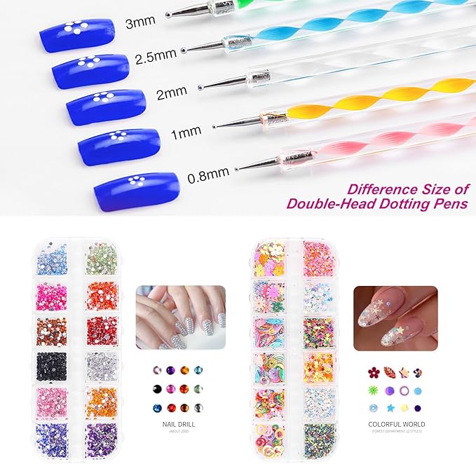 Major Dijit Complete Acrylic Nail Starter Kit with LED Lamp, 12 Colors Powder Acrylic Liquid Base/Top Coat Primer Electric Drill – DIY Nail Art Tools for Home & Salon