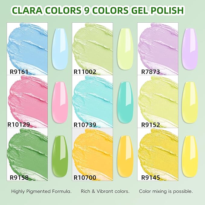 Gradient Painting Gel Nail Polish Set, 9 Colors Pink Purple Green Yellow Ombre Gel Nail Polish with 50pcs Nail Sponges 4 Claws Grabber Brush Sponge Pat Solid Nail Art Paiting Gel Polish Natural French