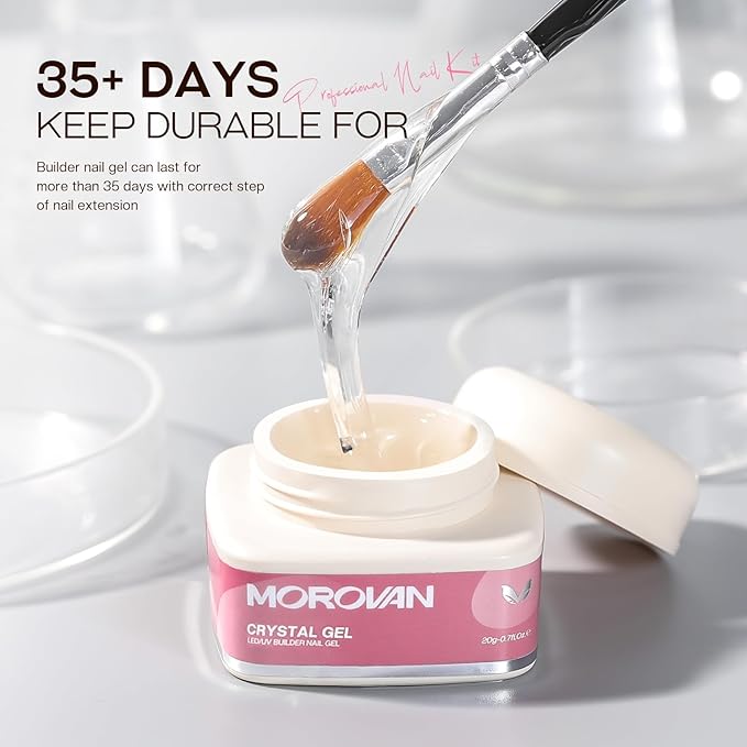 Morovan Builder Gel For Nails: Long-Lasting Hard Gel For Nails Extension Builder Clear Hard Nail Strengthen Nail Sculpture Building