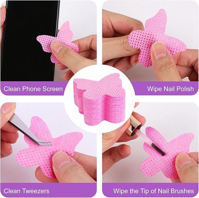 400pcs Nail Cotton Pads, 1 Pull-Off Pump-Style Bottle Suitable for Nail Care Wipes, Nail Cleaning Pads, Mascara Extension Glue Cleaning Wipes, and Nail Care Product Sets (Pink(400 Pcs))