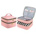 Nail Polish Organizer- Holds 30 Bottles, Nail Organizers and Storage Double-Layer Nail Bag Organizer Case Nail Polish Holder with Handle, Nail Kit Organizer for Manicures Tools (Pink)