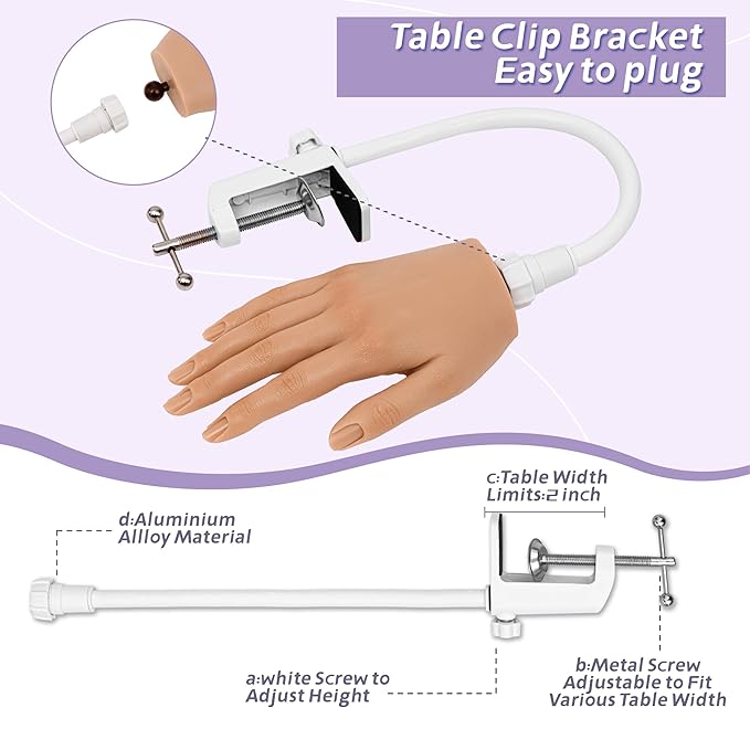 Practice Hand for Acrylic Nails,Realistic Silicone Training Hand with Flexible Fingers for Nail Art Practice,Professional Mannequin Hand Model Kit for Gel Polish & Manicure Beginners