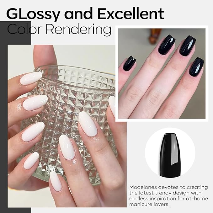 modelones Gel Nail Polish 6 Colors Black White Silver Gray Cat Eye Glitter Shimmer Magnetic Hema& TPO Free Gel Polish Kit Soak Off UV LED DIY Winter Nail Art Manicure Salon Home Gifts for Women Girls