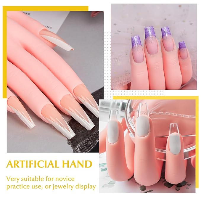 krofaue Nail Practice Hand - Practice Nail Tips Art Trainer Training Hand Tool Flexible Bendable Movable Fake Mannequin Right Hand Manicure Tool 1PCS