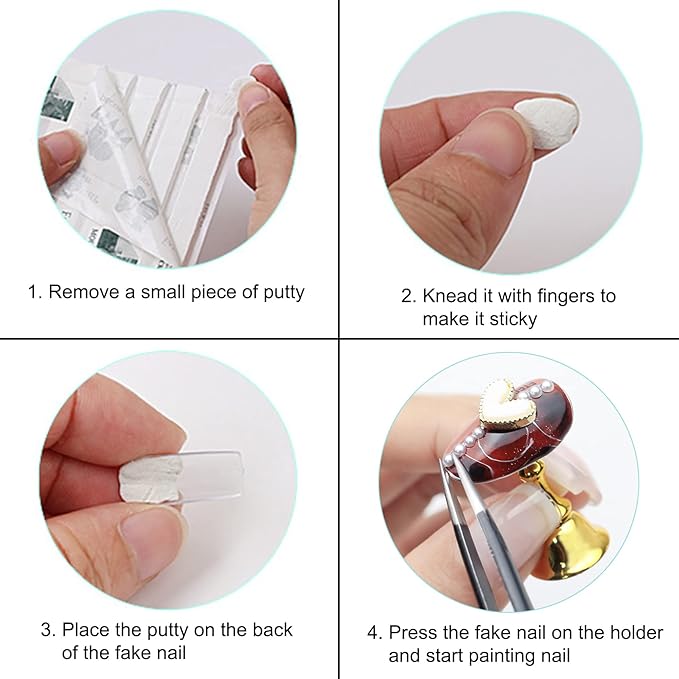 2Set Acrylic Nail Stand with 42pcs Reusable Putty Press on Nail Kit Metal Nail Holder for Painting Nail Display Practice Stand Nail Tip Stand Magnetic Nail Art Tools for Women