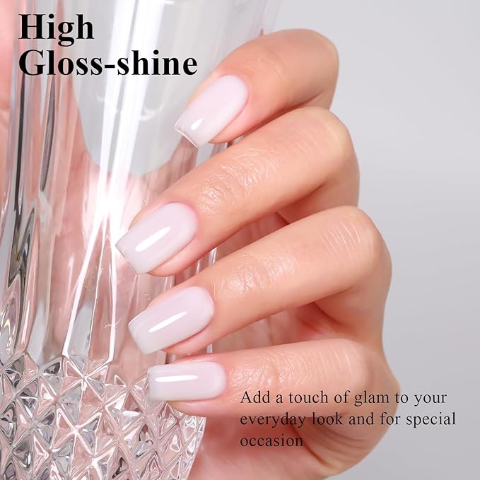 Imtiti 10ml Milky White Gel Nail Polish Long Lasting Soak Off UV Led Jelly Gel Polish Salon DIY at Home Gift for Women 1Pcs