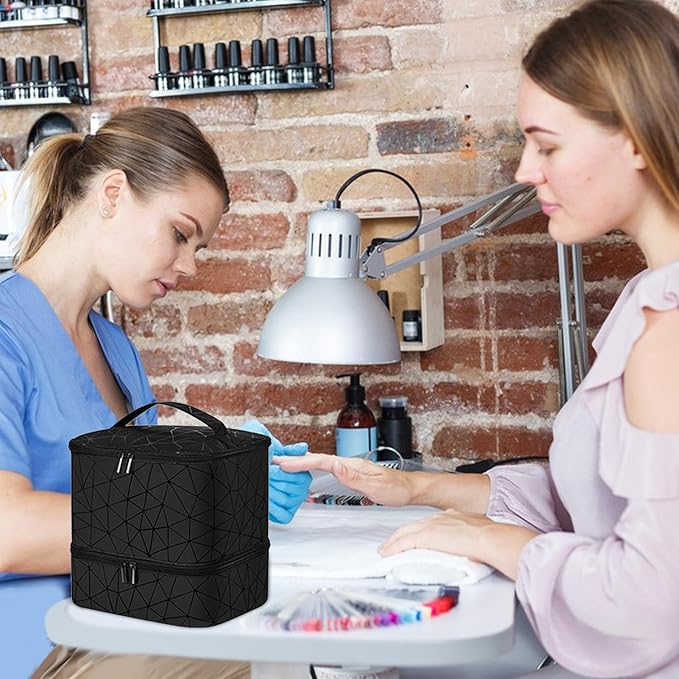 Nail Organizers Storage Bag - 2 Layer Nail Dryer Case, Holds 30 Bottles Nail Polish Bag | durablee Nail Dryer Case, Nail Box Organizer Case, Nail Polish Organizer Bag Suitable For Manicure Tools