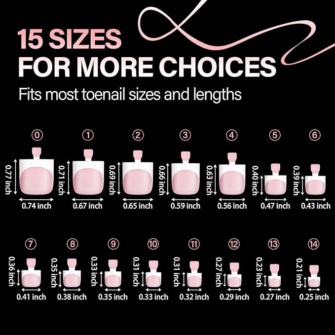 AILLSA Toe Nail Press Ons, French Tips Toe Press On Nails, 15 Sizes Short Square Full Cover Fake Toenails 150PCS, Baby Pink Acrylic Wearable Full Cover DIY Nail Art for Women