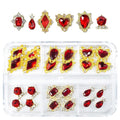 24pcs Red Nail Rhinestones Luxury Nail Charms Ruby Red Heart Charms for Nails 3D Big Nail Gems Crystals Diamonds Jewelry Stones Alloy Nail Art Studs Nail Art Decoration for Arylic Nails Crafts