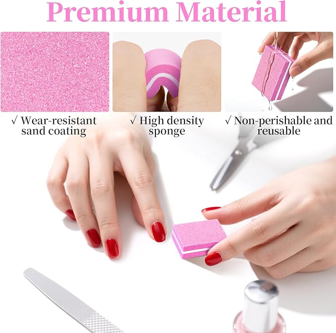 Nail Buffer Block 100Pcs - 80/100/180/240/3000 Grit Mini Buffing Nail Files limas para uñAs Bulk Fingernail Files Portable Nail Buffer and Shine Complete Kit for Acrylic Gel Natural Nails