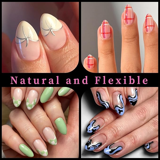 AddFavor Short Stiletto Gel Nail Tips, 240pcs Acrylic Nail Tips Full Cover Clear Press on Nails False Tips for Nail Extension, 12 Sizes Short Fake Nails
