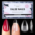 Makartt Short Almond Nail Tips: 240PCS, 15 Sizes, Pre Etched Fake Nails, Clear Gelly Half Matte Full Cover Soft Acrylic Press On Nail Extensions Salon and Home DIY for Flat & Natural Nail Beds