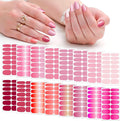 SILPECWEE 16 Sheets Nail Polish Stickers Nail Wraps for Women Gradient Color Gel Nail Stickers Self Adhesive Nail Polish Strips Fingernail Sticker with Nail File (Pink Style)