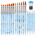 TOROKOM 19Pcs Nail Art Brushes Set, Nail Art Tool for Acrylic Application, Incl Nail Dotting Pens, Nail Dust Brush, Extension Gel Brush for Home Use and Professional Nail Salon