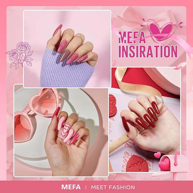 MEFA Christmas Gel Nail Polish Set, 12 Colors Pink Red Gel Polish Set Shimmering Gold Silver Glitter Nail Polish Soak Off Purple Nude White Brown Gifts for Girl DIY Salon Home Manicure