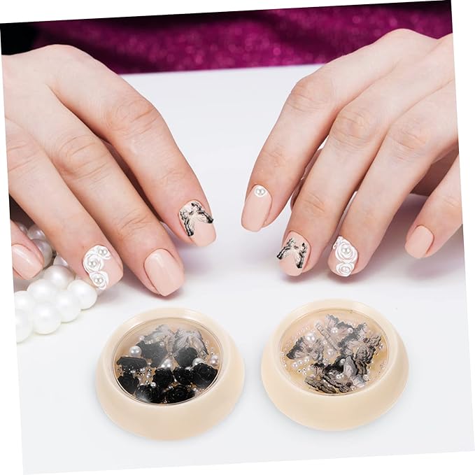 Black Camellia Rhinestone Nail Charms Nail Art Accessories Pearls Gems for DIY Manicure and Creative Decorations