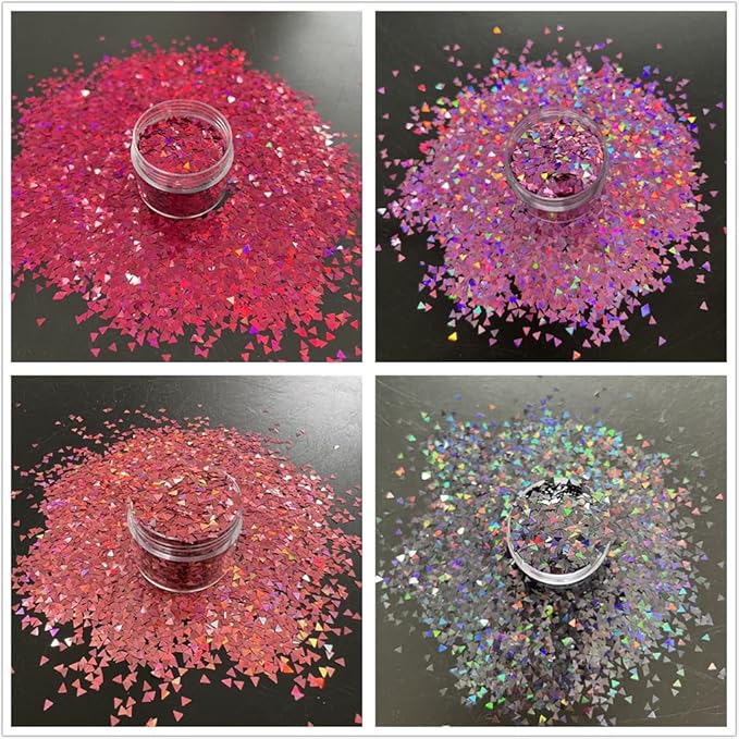 DIY 12pcs Color Set Nail Sequins Laser Triangle Shape Glitter Flakes Manicure Art Decoration Accessories Tools LB-Triangle