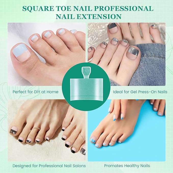 Square Toe Nail Tips - Half Cover for Wide Short Nail Beds, Matte Pre-shaped Fake Toenails Gel Press on Nails Extensions Home DIY Nail Salon, 12Sizes 360PCS