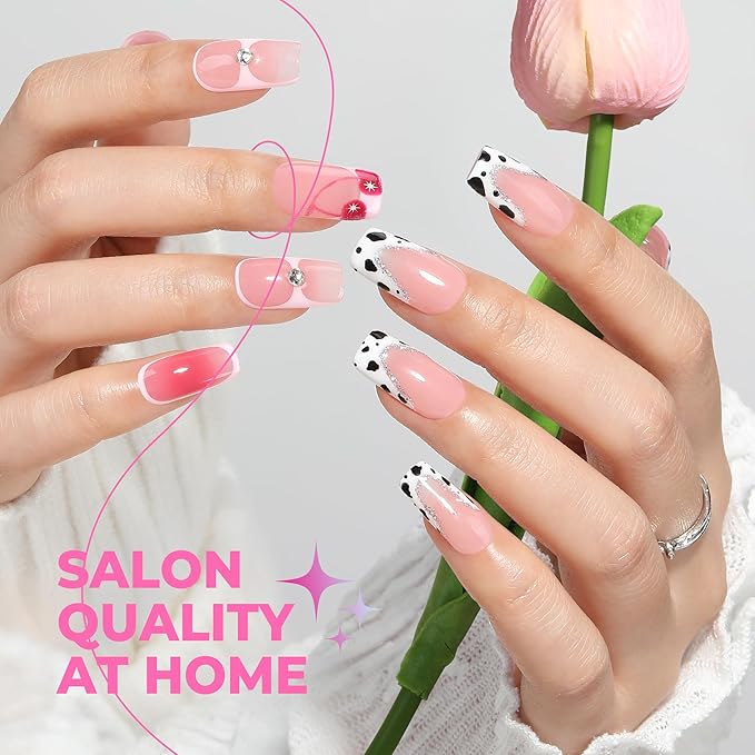 UNA GELLA Nail Tips Medium Square 510Pcs 15 Sizes - No File Needed Pre-Buffed Square Soft Gel Fake Nail Tips Clear Full Cover False Nails Soak Off Acrylic Nail Extensions for DIY Nail Art Salon