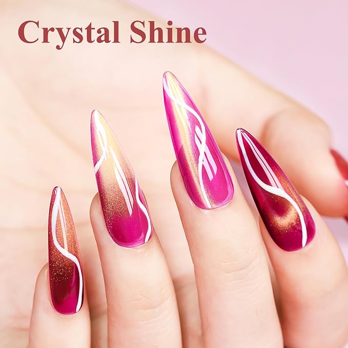 Cat Eye Gel Nail Polish Set-10 Colors with Magnet Cats Eye Gel Polish Silver Pink Blue Jelly Glass Effect Crystal Glitter Cateye UV Kit Home Manicure DIY Nail Art