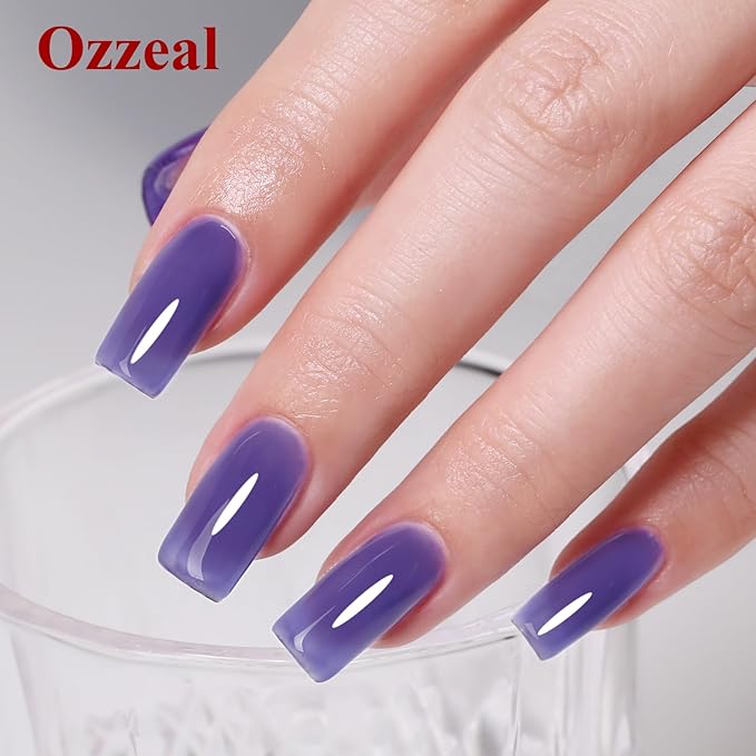 Jelly Gel Nail Polish, Bright Purple Jelly Nail Polish Gel Translucent Sheer Purple Blue Fall Winter Nail Gel Polish Soak off UV LED Light for Nail Art DIY Manicure 0.5 Fl Oz