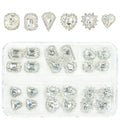 24Pcs 3D Alloy Silver Clear Nail Art Rhinestones Luxury Charms for Nails- 3D Alloy Heart Nail Charms, Elegant Silver Nail Crystal Diamonds Stones Studs for Acrylic Nails DIY Crafts Jewelry