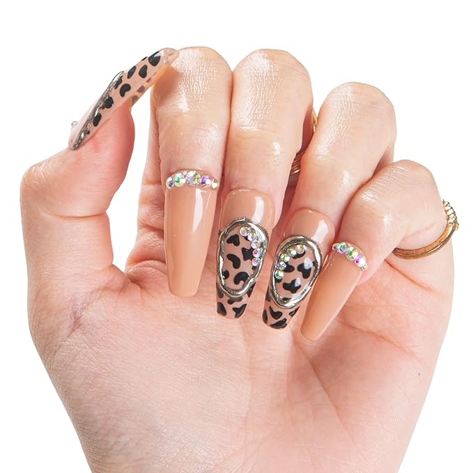 LOVFUL Short Press on Nails Bow Down | Handmade Acrylic Press ons | Reusable Fake False Nails | Coffin Classic Regular 1.3 in | H641-L