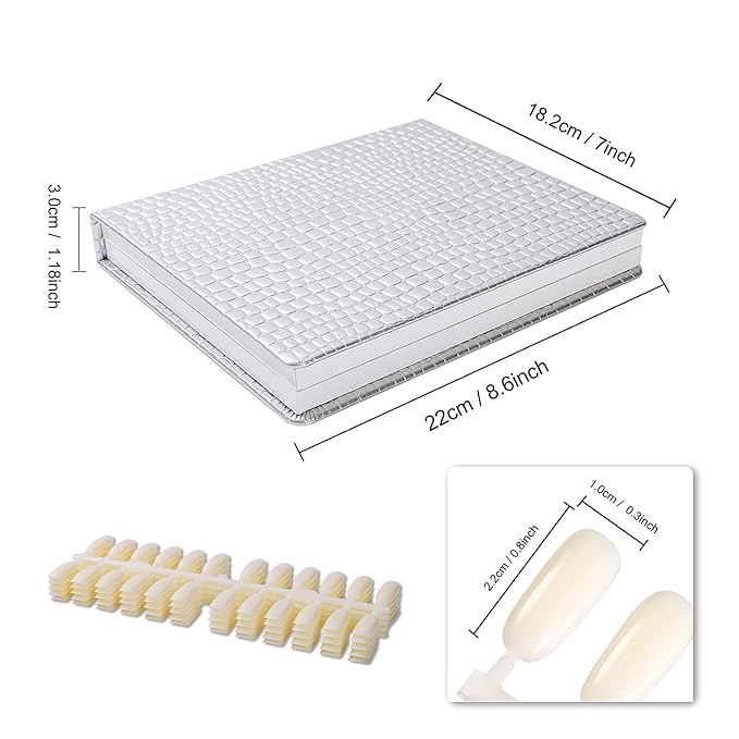 NMKL38 120 Nail Color Chart Display Book for UV Gel Color Cards Salon Tool with False Nail Tips (Silver)