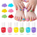 Quick Dry Kids Nail Polish Set, Non-Toxic Toddler Nail Polish, Water-Based Peelable Fingernail Polish for Kids, 6 Color Rainbow Nails Polish for Party, Holiday Favors, Party Favors