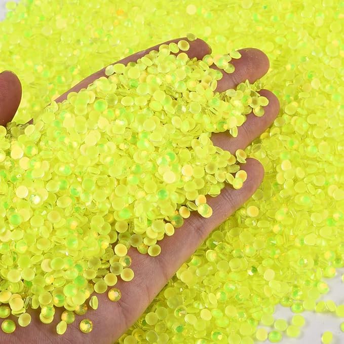 Blinginbox Flatback Rhinestones Round Gems, 1440pcs Luminous Series Glass Stones Neon Gems Non Hotfix Crystal Rhinestones for Nail Charms Crafts Clothes Tumblers,Citrine Neon Opal,SS20.