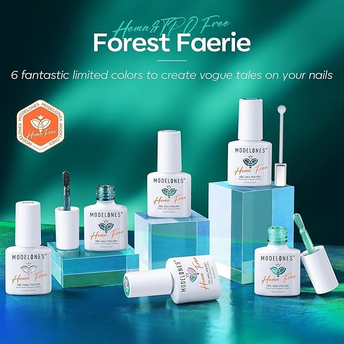modelones Gel Nail Polish, 6 Colors Hema Free 9D Green Glass Cat Eye Sliver Green Glitter 2026 St Patricks Spring Nail Polish Kit with Magnet Soak Off LED Winter Cateye Nail Art Gel DIY Salon