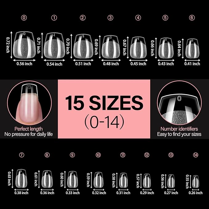 AILLSA Extra Short Coffin Nail Tips - 15 Sizes 120pcs Half Matte Pre-shaped Short Nails Tips, Full Cover Clear Press on Gelly Tips for Home Salon with Storage Box